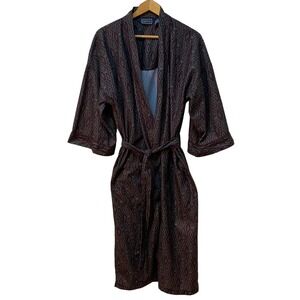 Vintage Retro Lounge Soft Lightweight Brushed Polyester Bath Robe Made in USA